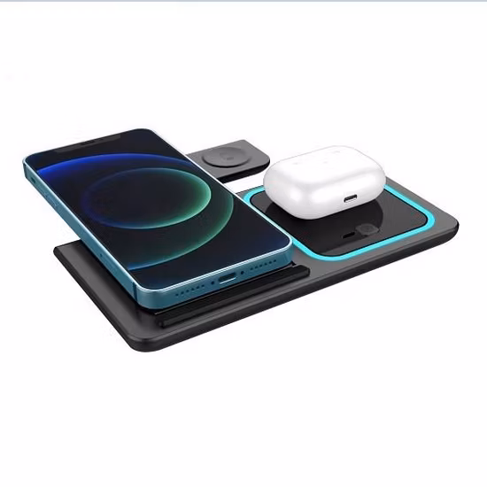 New Design Foldable 3 in 1 Wireless Charger for Mobiles, Earphones, Watches