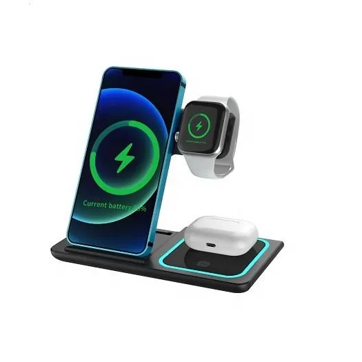 New Design Foldable 3 in 1 Wireless Charger for Mobiles, Earphones, Watches