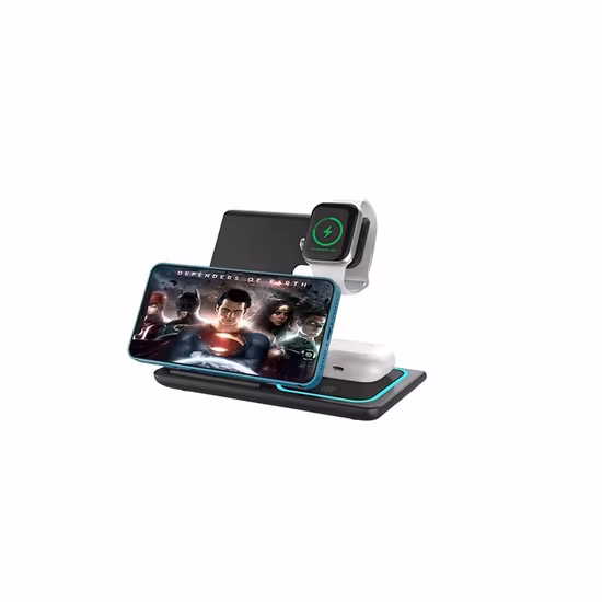 New Design Foldable 3 in 1 Wireless Charger for Mobiles, Earphones, Watches