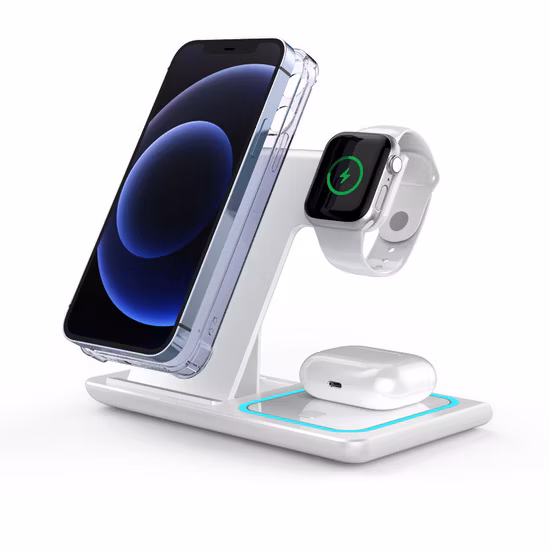 Nouveau chargeur sans fil pliable 3 en 1 pour mobiles, écouteurs, montres